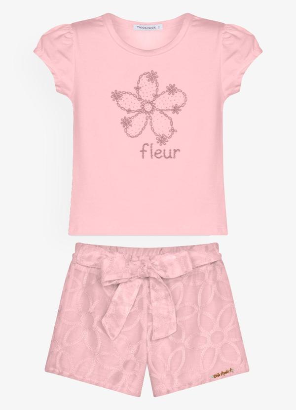 Conjunto Infantil Blusa com Shorts Rosa