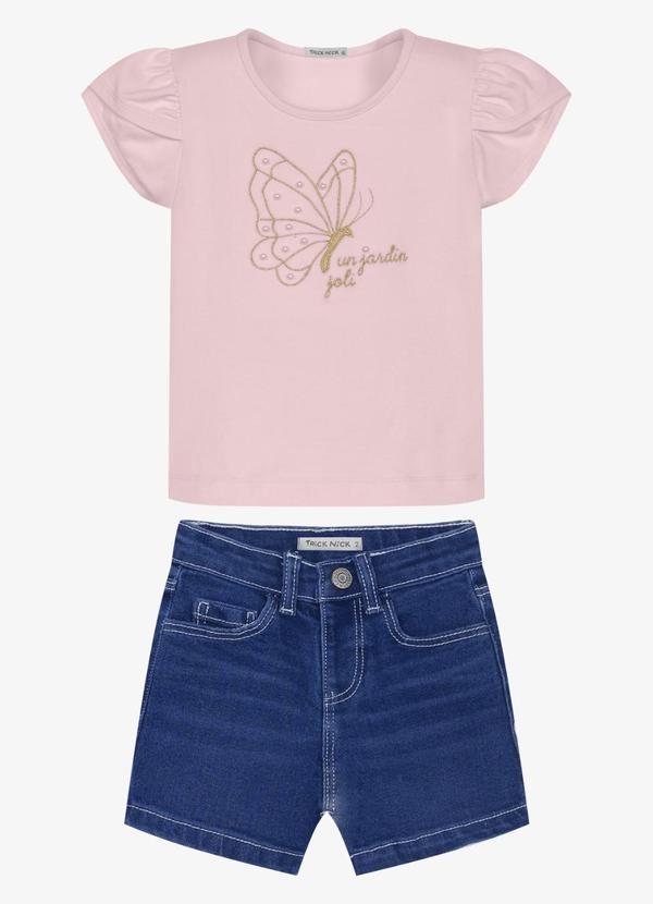 Conjunto Infantil Blusa com Shorts Rosa