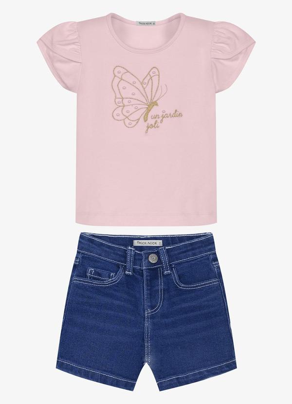 Conjunto Infantil Blusa com Shorts Rosa