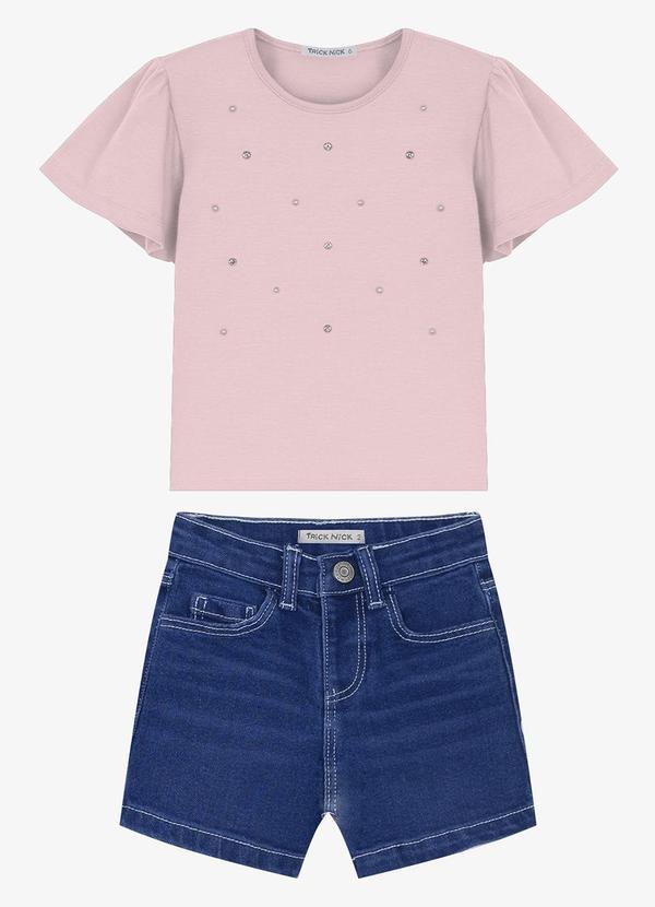 Conjunto Infantil Blusa com Shorts Rosa