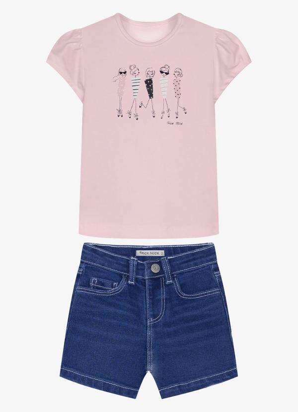 Conjunto Infantil Blusa com Shorts Rosa