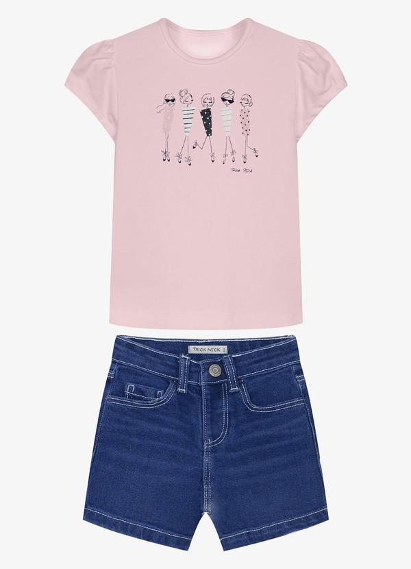 Conjunto Infantil Blusa com Shorts Rosa