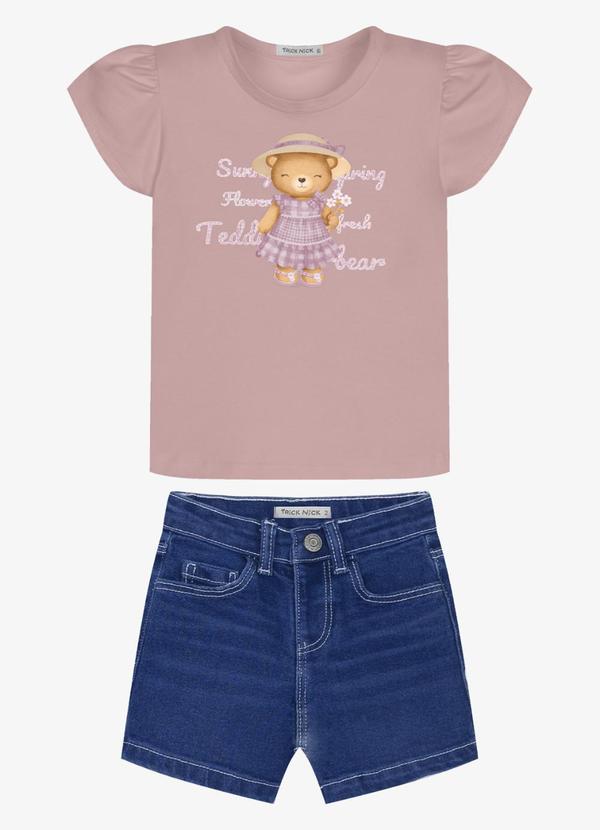 Conjunto Infantil Blusa com Shorts Rosa