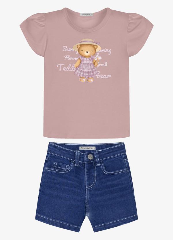 Conjunto Infantil Blusa com Shorts Rosa