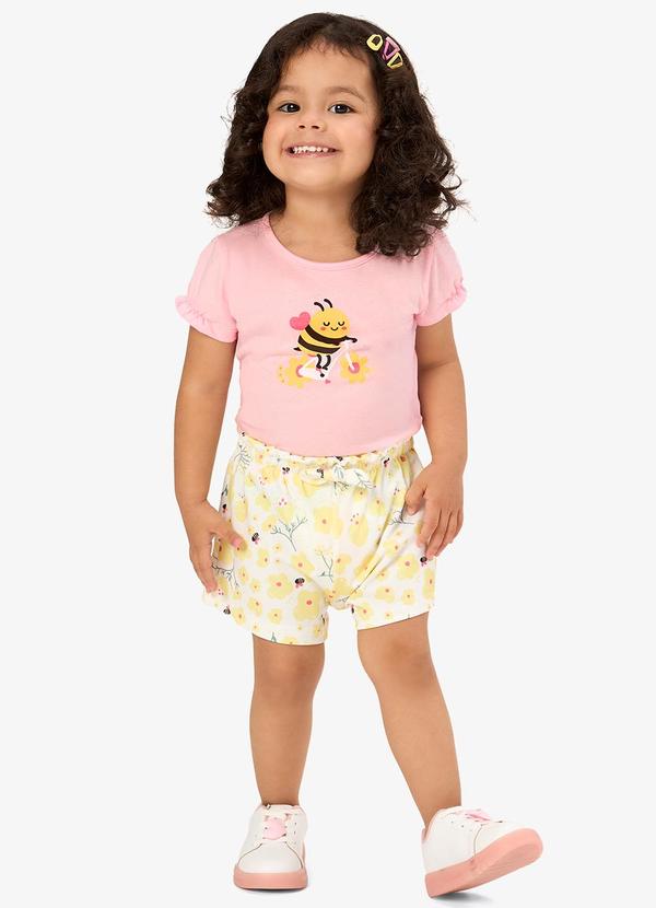 Conjunto Infantil Blusa com Shorts Rosa