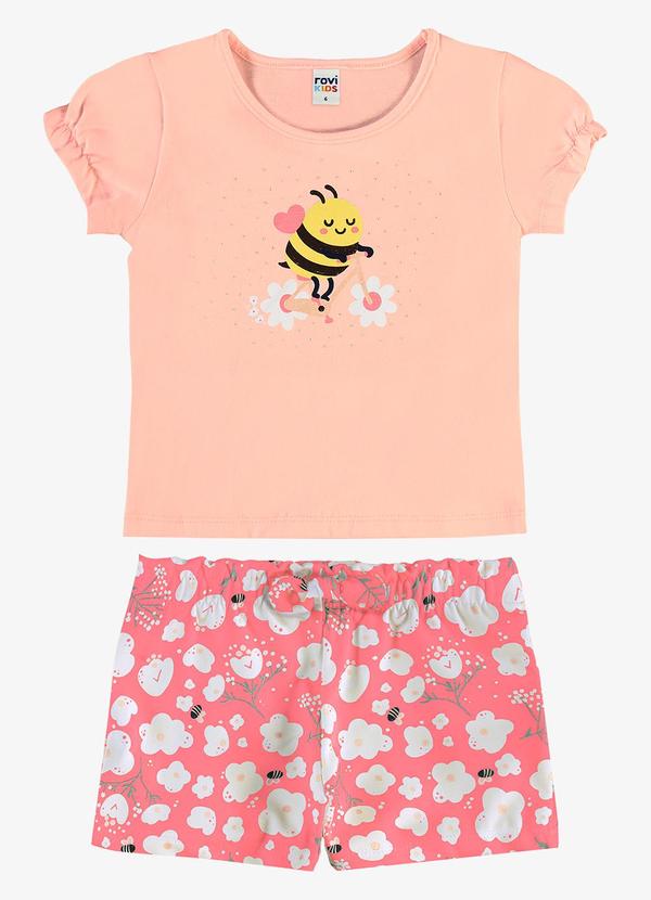 Conjunto Infantil Blusa com Shorts Rosa