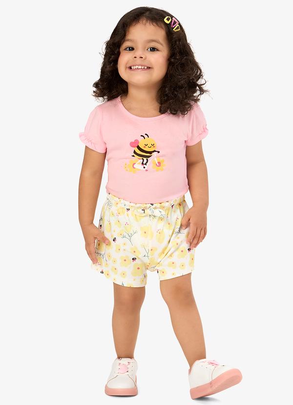 Conjunto Infantil Blusa com Shorts Rosa