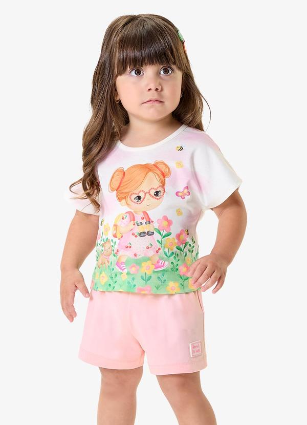 Conjunto Infantil Blusa com Shorts Rosa