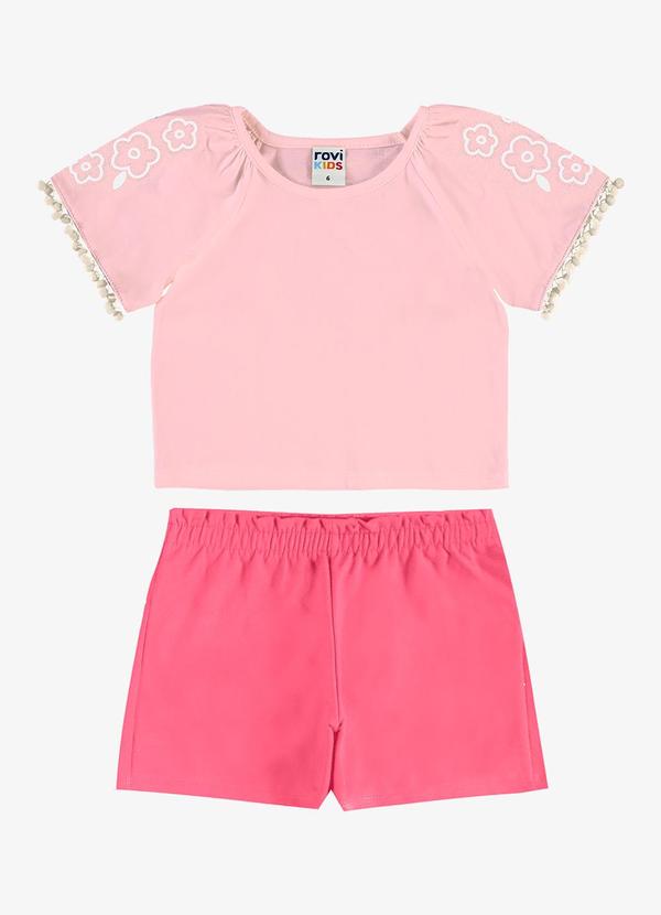 Conjunto Infantil Blusa com Shorts Rosa
