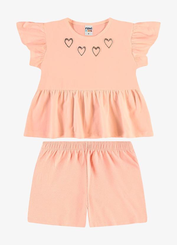 Conjunto Infantil Blusa com Shorts Rosa