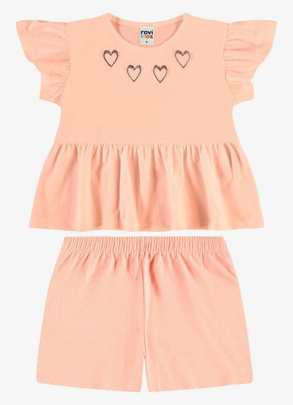 Conjunto Infantil Blusa com Shorts Rosa