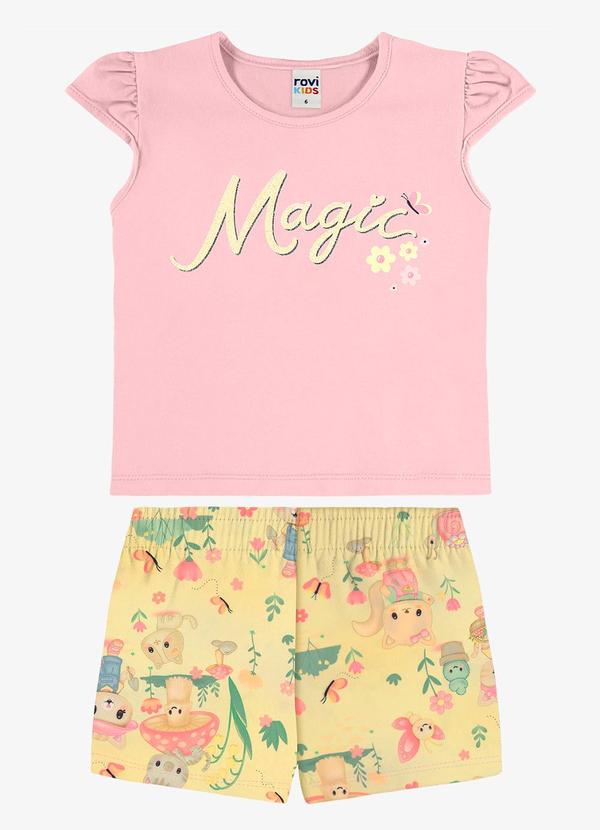 Conjunto Infantil Blusa com Shorts Rosa