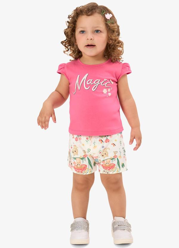Conjunto Infantil Blusa com Shorts Rosa