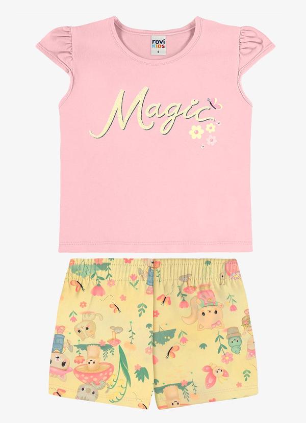 Conjunto Infantil Blusa com Shorts Rosa