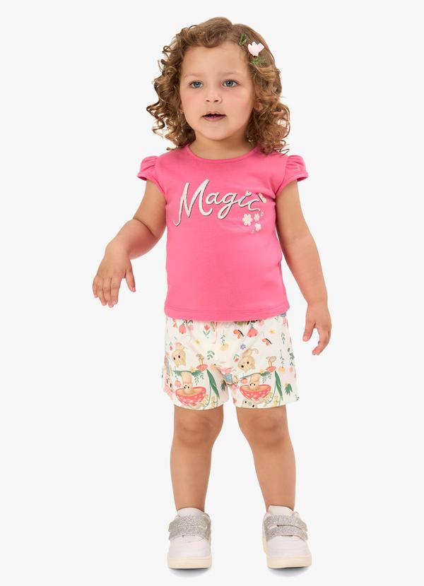 Conjunto Infantil Blusa com Shorts Rosa