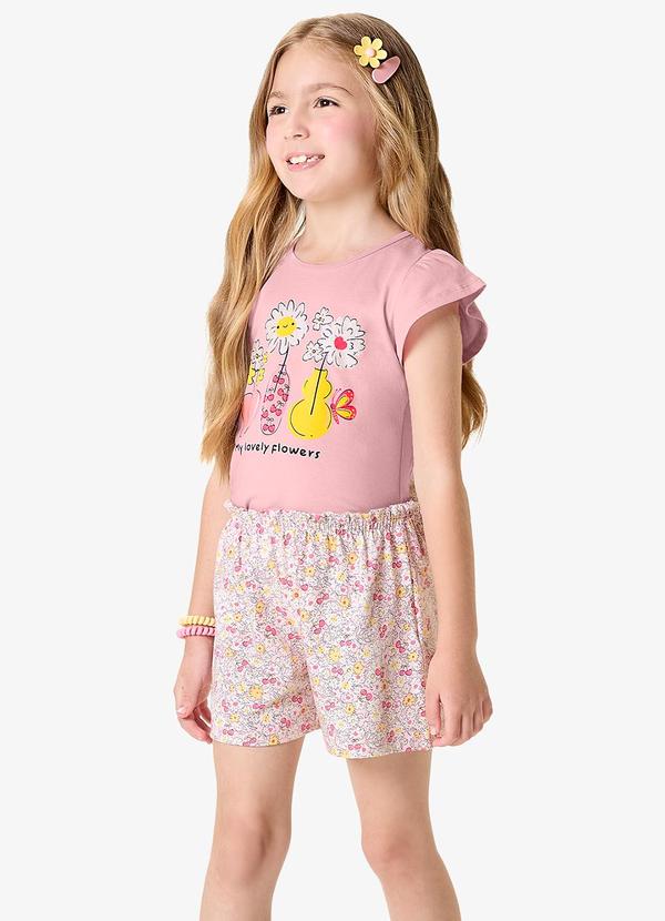 Conjunto Infantil Blusa com Shorts Rosa