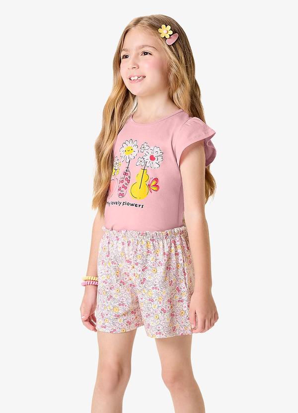Conjunto Infantil Blusa com Shorts Rosa