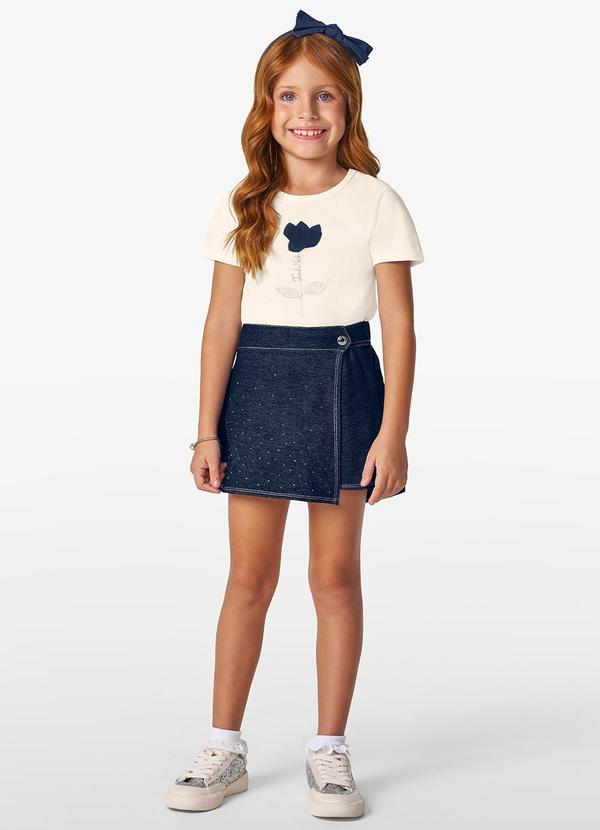 Vista 2 Conjunto Infantil Blusa com Shorts Saia Bege Trick Nick Trick Nick