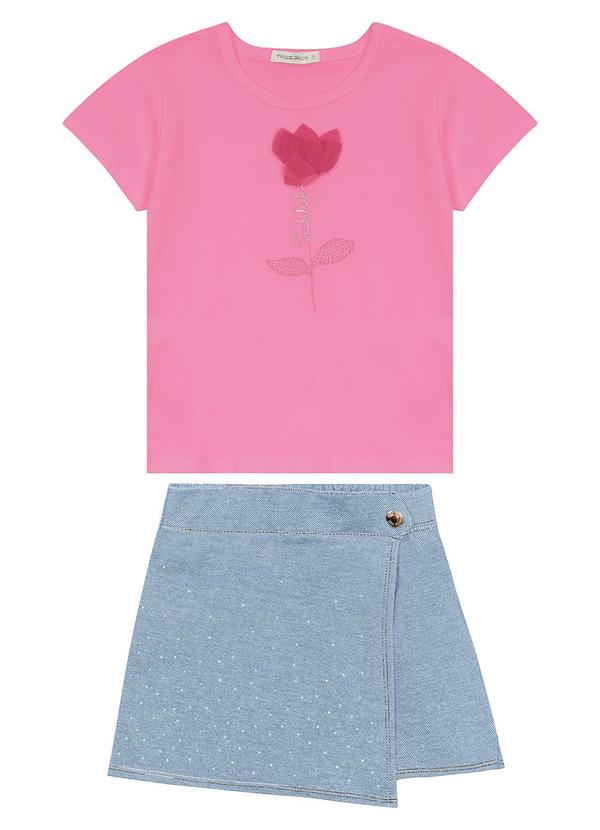 Vista 2 Conjunto Infantil Blusa com Shorts Saia Rosa Trick Nick Trick Nick