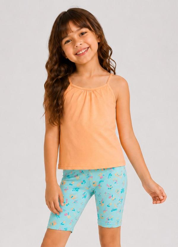 Conjunto Infantil Blusa de Alça e Ciclista Laranj