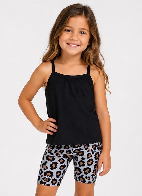 Conjunto Infantil Blusa de Alça e Ciclista Preto