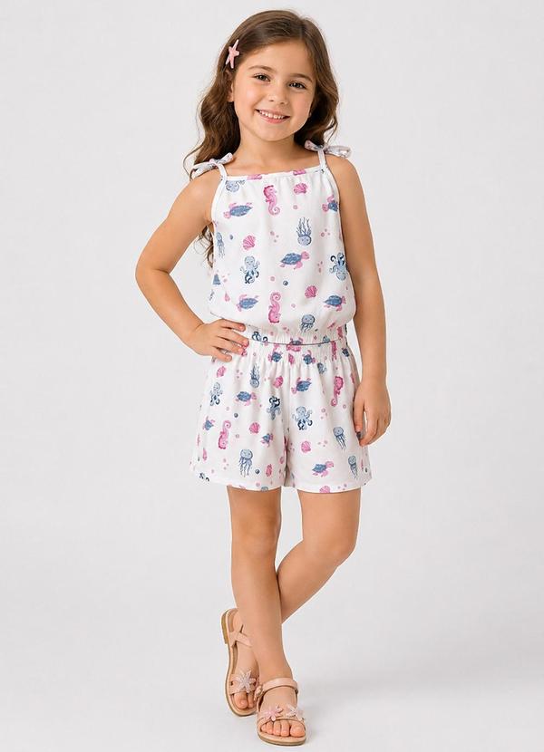 Conjunto Infantil Blusa de Alça e Short Bege