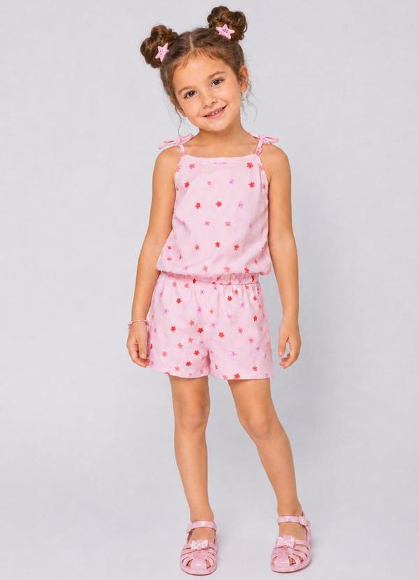 Conjunto Infantil Blusa de Alça e Short Rosa