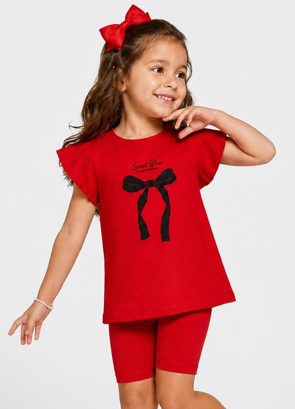 Conjunto Infantil Blusa e Ciclista Vermelho