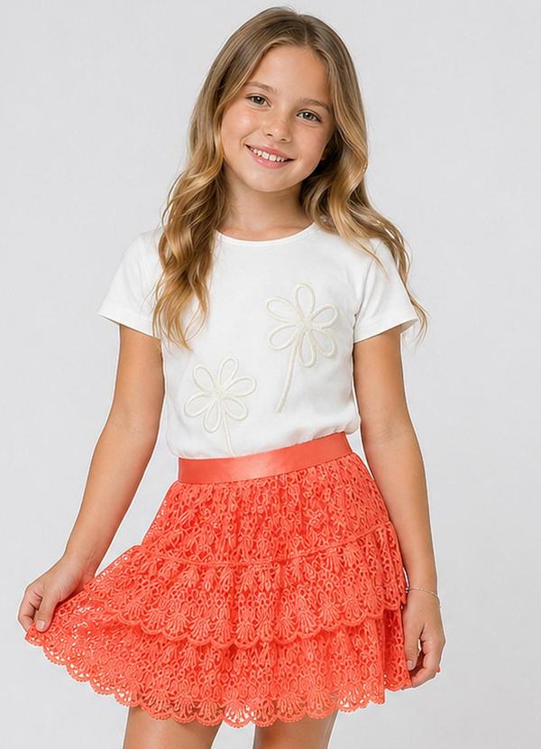 Conjunto Infantil Blusa e Saia Bege