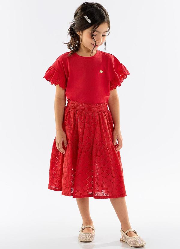 Vista 2 Conjunto Infantil Blusa e Saia Vermelho Up Baby Up Baby