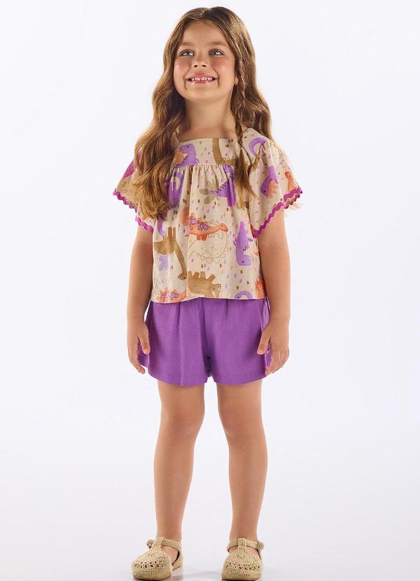 Conjunto Infantil Blusa e Short Bege