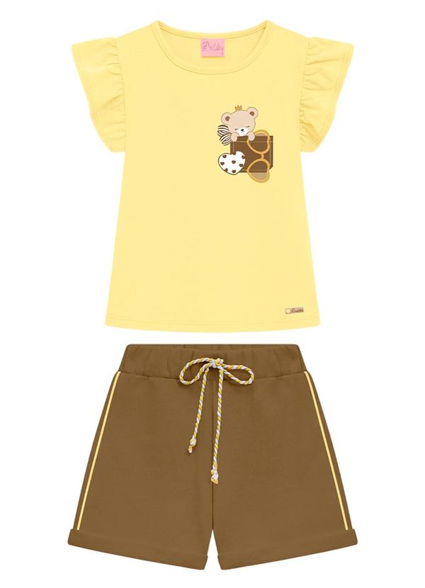 Conjunto Infantil Blusa e Short Menina Amarelo