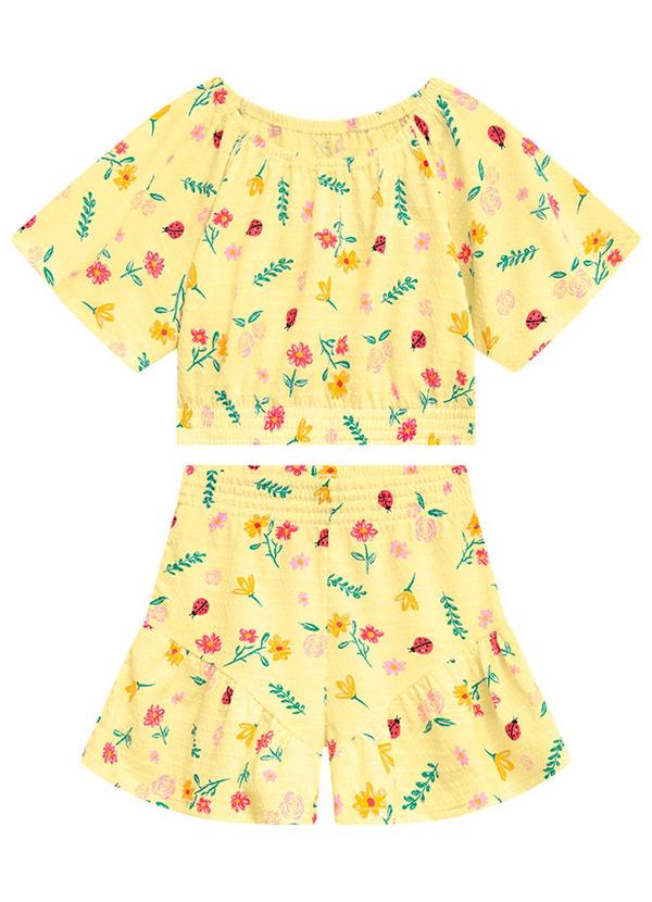 Vista 2 Conjunto Infantil Blusa e Short Menina Amarelo Duduka Duduka