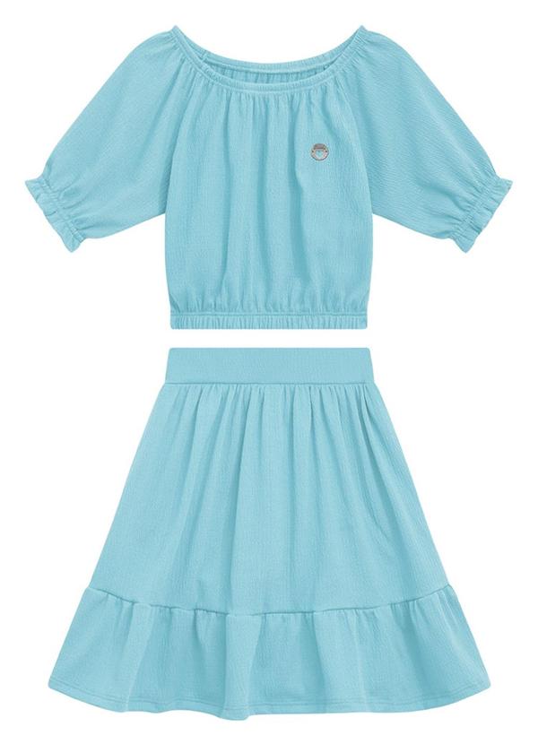 Conjunto Infantil Blusa e Short Menina Azul