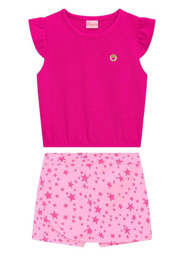Vista 2 Conjunto Infantil Blusa e Short Rosa Duduka Duduka