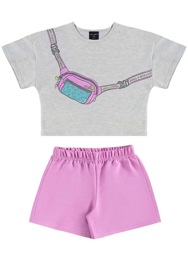Vista 2 Conjunto Infantil Blusa e Shorts Cinza GULOSEIMA GULOSEIMA