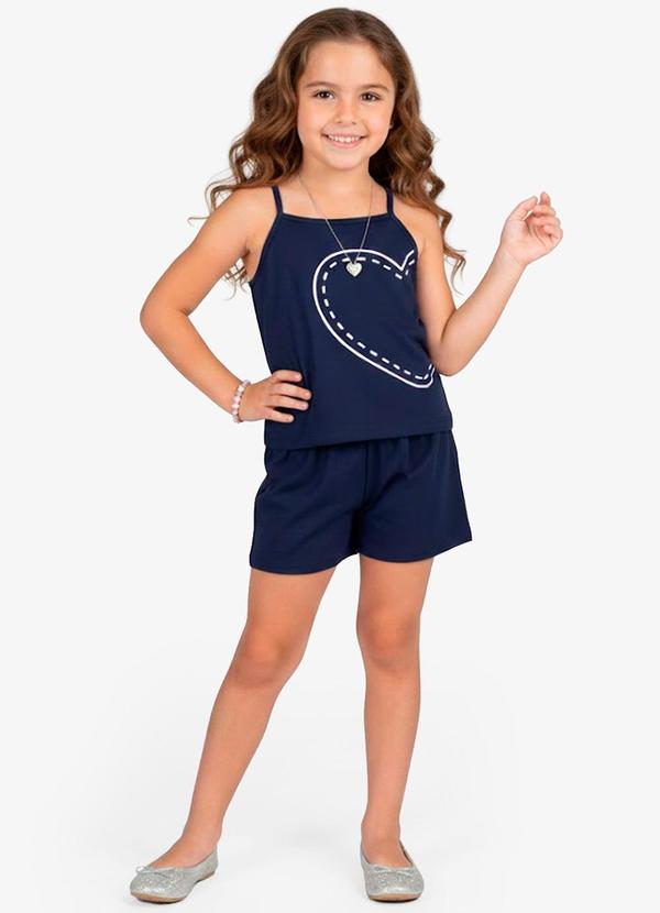 Vista 2 Conjunto Infantil Blusa e Shorts Feminino Azul Select Select