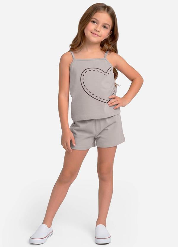 Vista 2 Conjunto Infantil Blusa e Shorts Feminino Cinza Select Select
