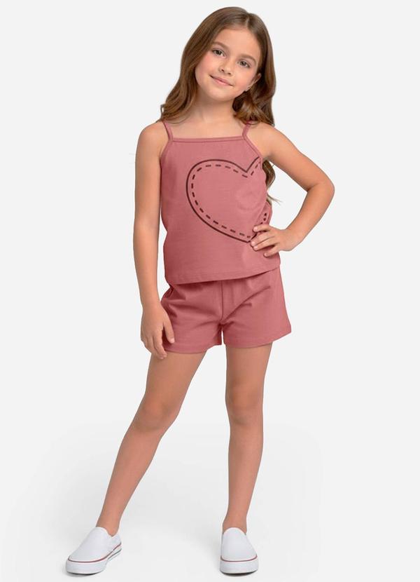 Vista 2 Conjunto Infantil Blusa e Shorts Feminino Rosa Select Select