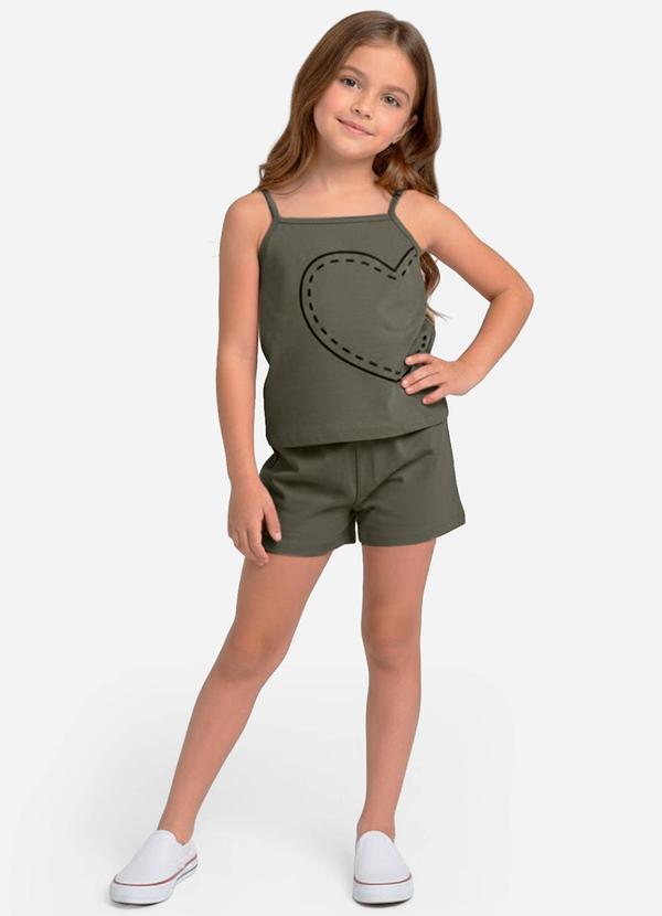 Vista 2 Conjunto Infantil Blusa e Shorts Feminino Verde Select Select