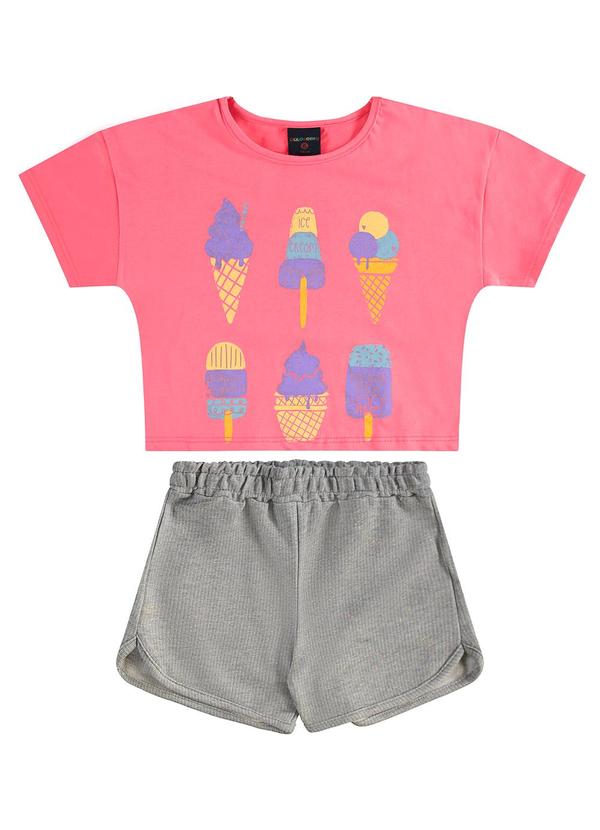 Vista 2 Conjunto Infantil Blusa e Shorts Rosa GULOSEIMA GULOSEIMA