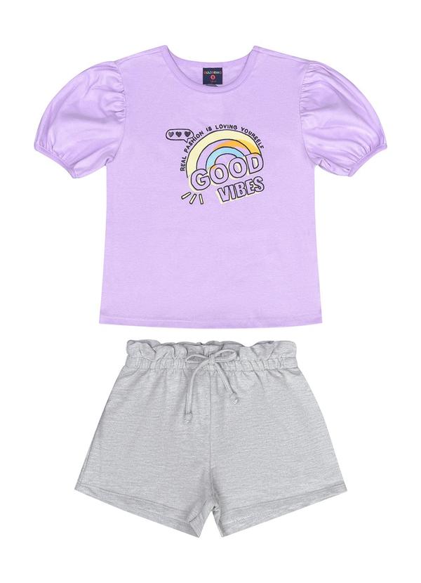 Conjunto Infantil Blusa e Shorts Roxo