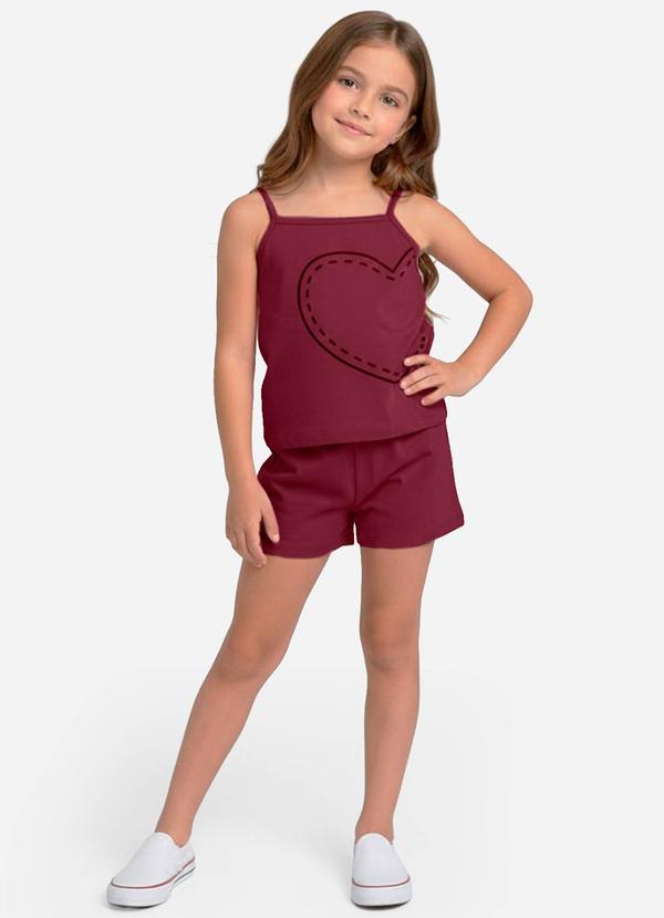 Vista 2 Conjunto Infantil Blusa e Shorts Vermelho Select Select