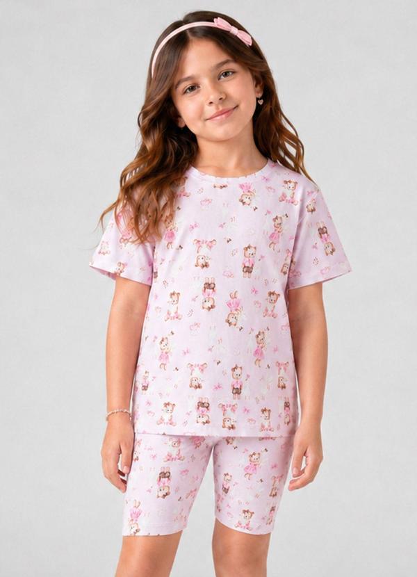 Conjunto Infantil Camisa com Ciclista Rosa