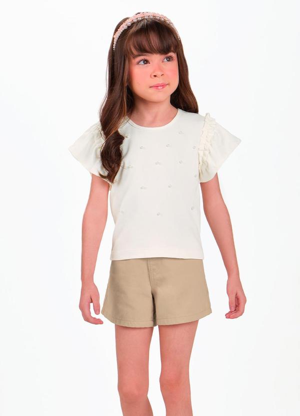 Conjunto Infantil Camiseta com Shorts Bege