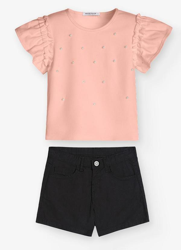 Conjunto Infantil Camiseta com Shorts Rosa