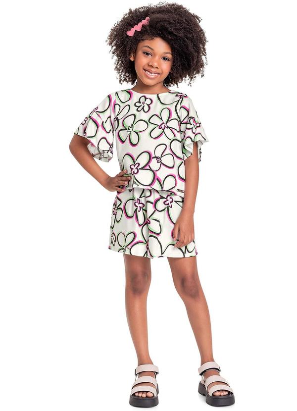 Vista 2 Conjunto Infantil com Bata e Short Bege Quimby Quimby