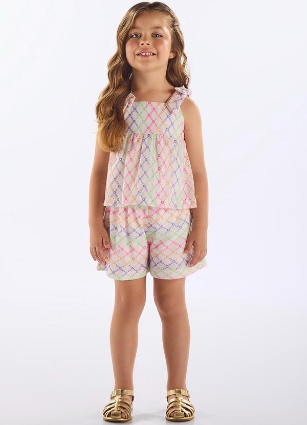 Conjunto Infantil com Bata e Short Bege