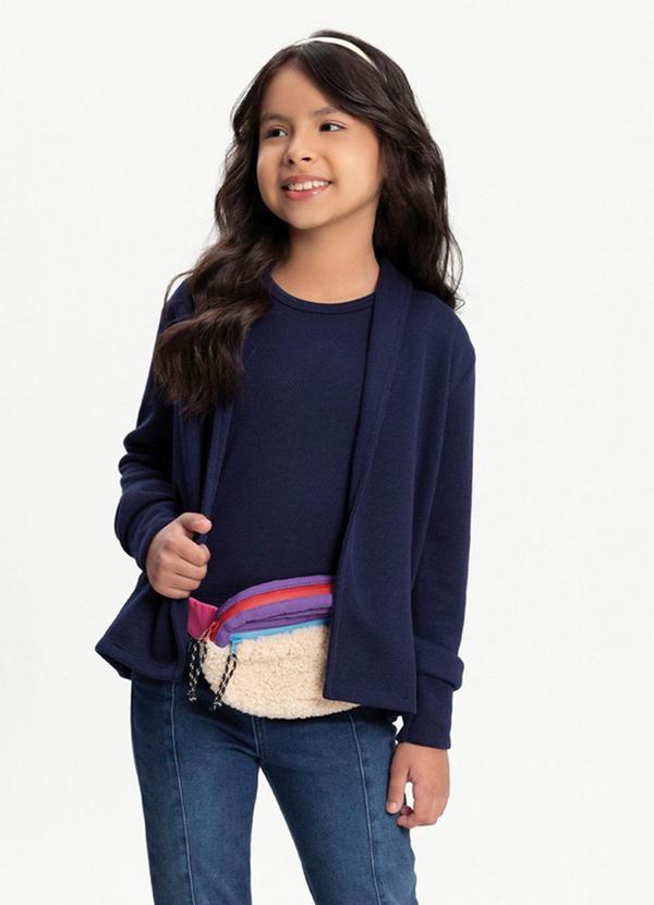 Vista 2 Conjunto Infantil com Blusa e Cardigan Azul
