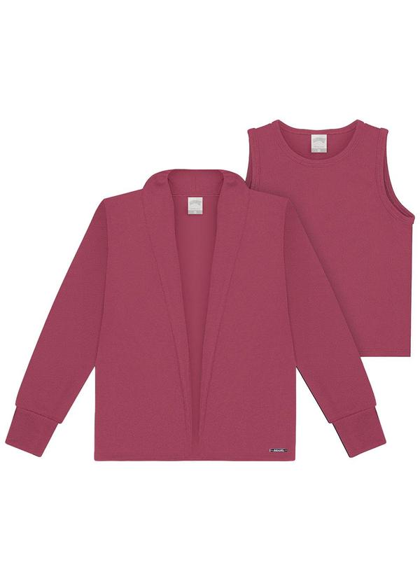 Vista 2 Conjunto Infantil com Blusa e Cardigan Vermelho